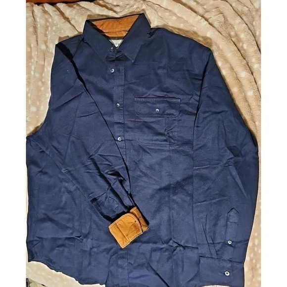 GIOBERTI Flannel Shirt Men's XL Navy BLUE Corduroy Flip Cuffs Grunge Core - Picture 2 of 5